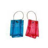 Square bottom blue / red Transparent  PVC Clothes Packaging Bags rain proof with strap