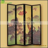 Folding screen room divider Chinese desigh printing Folding Screen Room Divider Pine Wood Frame with Bamboo Strips Screen GVLB01