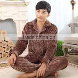 Hot Selling Flannel Fleece Men Sleepwear Brown Thick Keep Warm and Low Price thumbnail-1