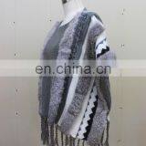 Vintage Style Rabbit Fur Knitted Shawls Fashionable Knit Shawls With Tassel Stylish Knitting Cape Poncho thumbnail-5