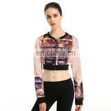 Women Fashion Printing Pattern Polyester Jacket Cool Long Slevee Zipper Jacket for Women thumbnail-2