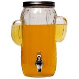 4L CACTUS GLASS BEVERAGE DISPENSER WITH  LID AND TAP