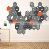24 Hexagon Modern Urban Felt Wall Decals Kit Stylish Modern Office Decoration Felt Wall Art Stickers thumbnail-4