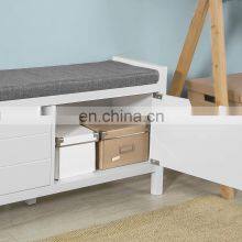 White Shoe Bench Shoe Rack Shoe Cabinet Hallway Storage Bench With Seat Cushion thumbnail-3