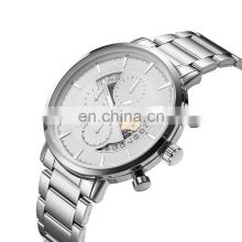 SINOBI Stainless Steel Band Watch Waterproof Quartz OEM Hand Wristwatches Custom Logo Wrist Watch Silver S9829G
