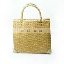 Handmade Seagrass Handbag Interior Zipped With Cotton Lining 100% Nature Straw Woven Tote Bag Wholesale thumbnail-5