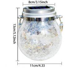 Waterproof Patio Wedding Hanging Mason Jar Lights, Warm Crack Glass Bottle Solar Jar Light thumbnail-4