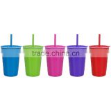 Top Quality Plastic Cup Single Wall with Lid and Straw