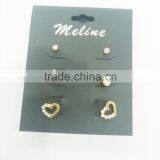TRIO EARRING,RHINESTONE,PEARLS,HEART thumbnail-1