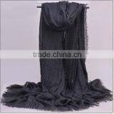 Wholesale Fringe Oversized Solid Color Plain Viscose Hijab thumbnail-6