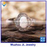 925 Silver Oval White Opal Ring Birthstone Ring thumbnail-3