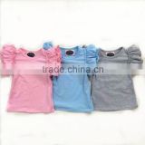 2016 latest solid color baby girls flutter top toddler girl boutique tops