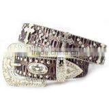 Wholesale Women's Rhinestone Studs Cross Brown Leather Belts thumbnail-1