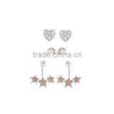 Colorful Champane Rhinestone Star Heart Shape Mini Pearl Round Stud Ear Jacket Mixed Earring Pack thumbnail-1