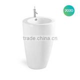 Cheap Chaozhou factory white colour single hole fixed to wall with back ceramic pedestal wash basins 3311