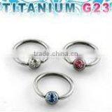 Titanium G23 ball closure ring - 16g (eyebrow), 5/16", 4mm jewel ball