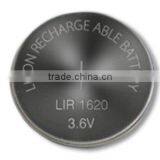 3.6V Li-ion Coin Cell Rechargeable Battery Lir1620