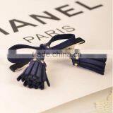 Fashion Suede Fabric Cloth Bow Hairpin Tassel Pendant Duckbill Clip Fringe Side-Knotted HairClip Accessories Barrettes For Women thumbnail-3