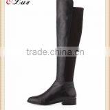 O6 Wholesale Fashion Winter Ladies Knee High Long Boots Calf Skin and Fine Elastic Leather Ladies Boots thumbnail-1