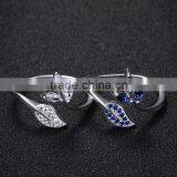Synthetic Blue Gemstone High Quality cz Engagement Rings White Copper Jewelry thumbnail-5