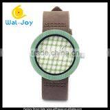 WJ-5353 Japan Movement Newest Special Genuine Leather Strap Wood Dial Unisex Watches thumbnail-1