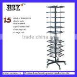 Portable Wire Grid Muliti Layers Key Chain Rotating Rack /display Rack for Boutique HSX-228