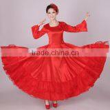 New Solid Color National Dance Dress Long Skirt Holding up Full-skirted Dress in the Opening Dance Costume