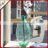 Wholesale Home Decoration Green Clear Tall Glass Vase Handmade Bubble Process Glass Flower Bottle thumbnail-4