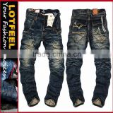 High quality vintage denim man jeans blue system jeans jeans+con+pedreria(LOTM188)