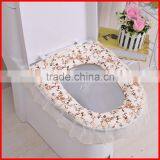 Pastoral Household Soft Polyester Lace Cloth Dust Washable Toilet Seat Cover U-shaped Toilet Mat thumbnail-1