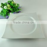 Porcelain dinner plate square plate with decal design, cheap white porcelain plate