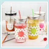 16oz Mason Jar Drinking Glasses With Straw thumbnail-1