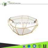 CN8029 Oval glass woman bronze sculpture coffee table with metal legs