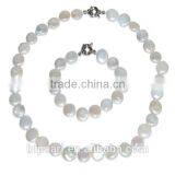 Coin Freshwater Pearl Necklace With 9 Inches Bracelet Jewelry Set thumbnail-1