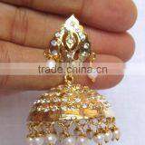 JADAU GOLD PLATED Dangler JHUMKA TEMPLE EARRINGS thumbnail-3