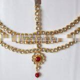 MATHAPATTI Kundan MAANG TIKA GOLD PLATED POLKI Pearl thumbnail-1