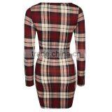 Wholesale Bodycon Slim Pencil Party Dress Design Your Own Fashion Checked Dress thumbnail-6