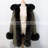 Myfur Luxury Fox Body Fur Trimmed Ladies Long Parka Jackets Wholesale thumbnail-1