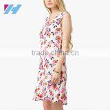 Summer Latest Fashion V Neck Floral Printed Mini Shift Dress Pattern 2016 thumbnail-3