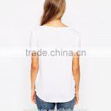 Relaxed Fit V-neck Soft-touch Blank T-shirt Knitted Women t Shirt thumbnail-3