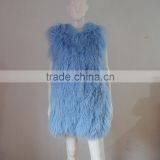 SJ036-02 Customized Size Real Genuine Sheep Fur Vest / Lamb Fur Over Coat For Winter thumbnail-1