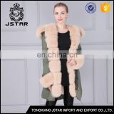 European newest design mink fur coat with fox fur collar