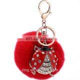 Rabbit Fur Ball Key Chain Beetle Bag Pendant Car Accessories thumbnail-2