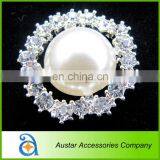 25mm Pearl And Crystal Rhinestone Button With Flat Back For Wedding Invitation Card Decoration