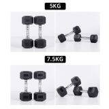 Wholesale Black Hex / Hexagonal / Hexagon Deluxe Rubber Coated Gym Dumbbells Sets for Sale thumbnail-5