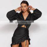 Wholesale Fashion Summer Sexy Front Crimp Knot New Women's Backless Party Club Dresses thumbnail-4