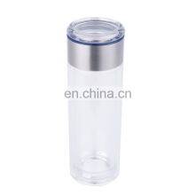 Cheap 500ML Double Wall Insulated Glass Water Bottle With Tea Infuser for Office