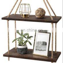 2-уровневый органайзер-стойка из жутового веревки, подвесной полки, подвесной шкаф для вещей на стене, деревянные подвесные полки для стены