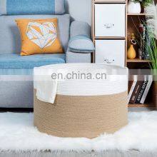2021 New Arrival Rope Handle Organizers Cotton Woven Large Storage Basket Foldable thumbnail-2
