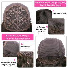 14 16 Inch Preplucked Brazilian Remy Human Hair Wolf Cut Full Mechanism Curly Short Bob Wig With Bangs Wigs For Balck Women thumbnail-4